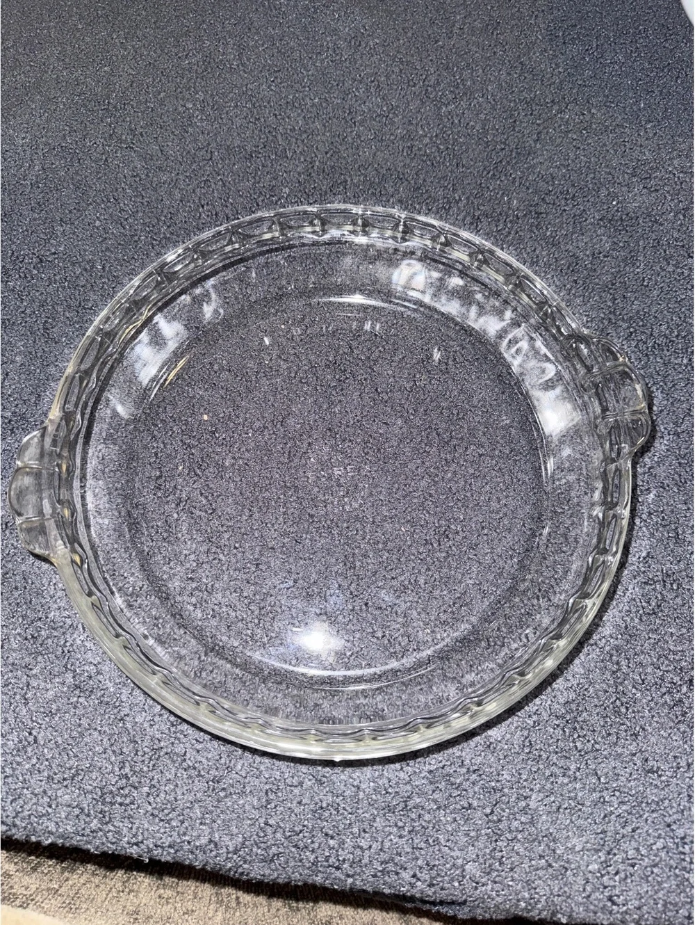 Vintage Pyrex Clear Glass Pie Dish with Handles